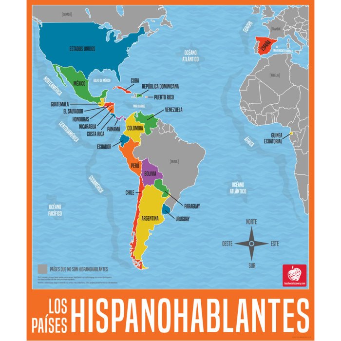 El mapa de los paises hispanohablantes