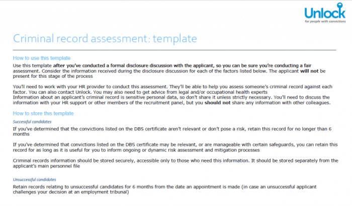 The mark of a criminal record summary