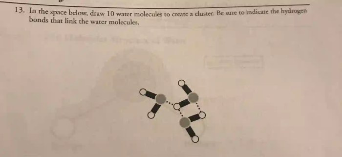 Draw 10 water molecules to create a cluster