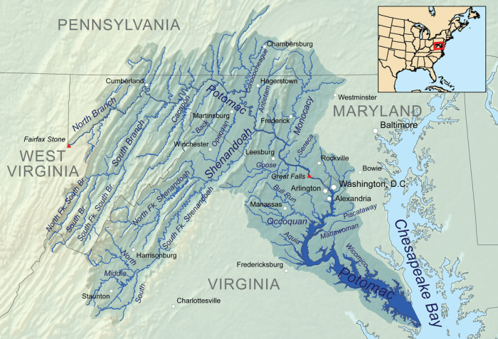 Potomac river map 13 colonies