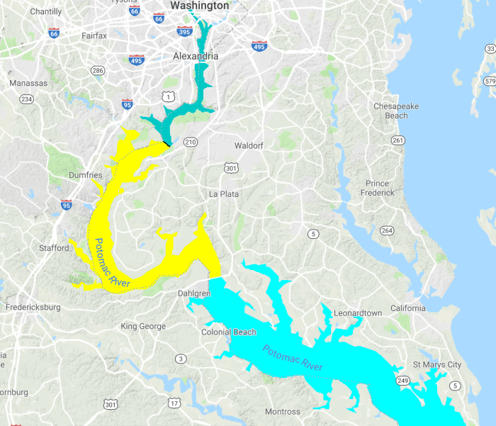 Potomac river map 13 colonies