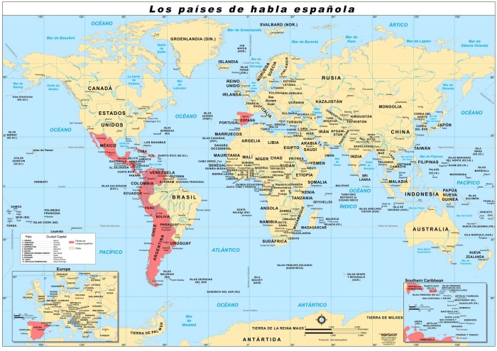 El mapa de los paises hispanohablantes