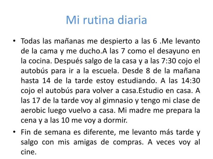 La rutina diaria leccion 7